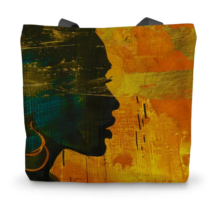 Golden Afrocentric Silhouette Canvas Tote Bag