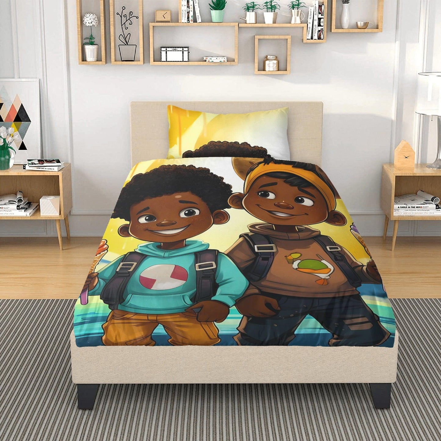 MelanatedMe Boys Cookie Dream Brothers 3 Pcs Beddings - D'Sare