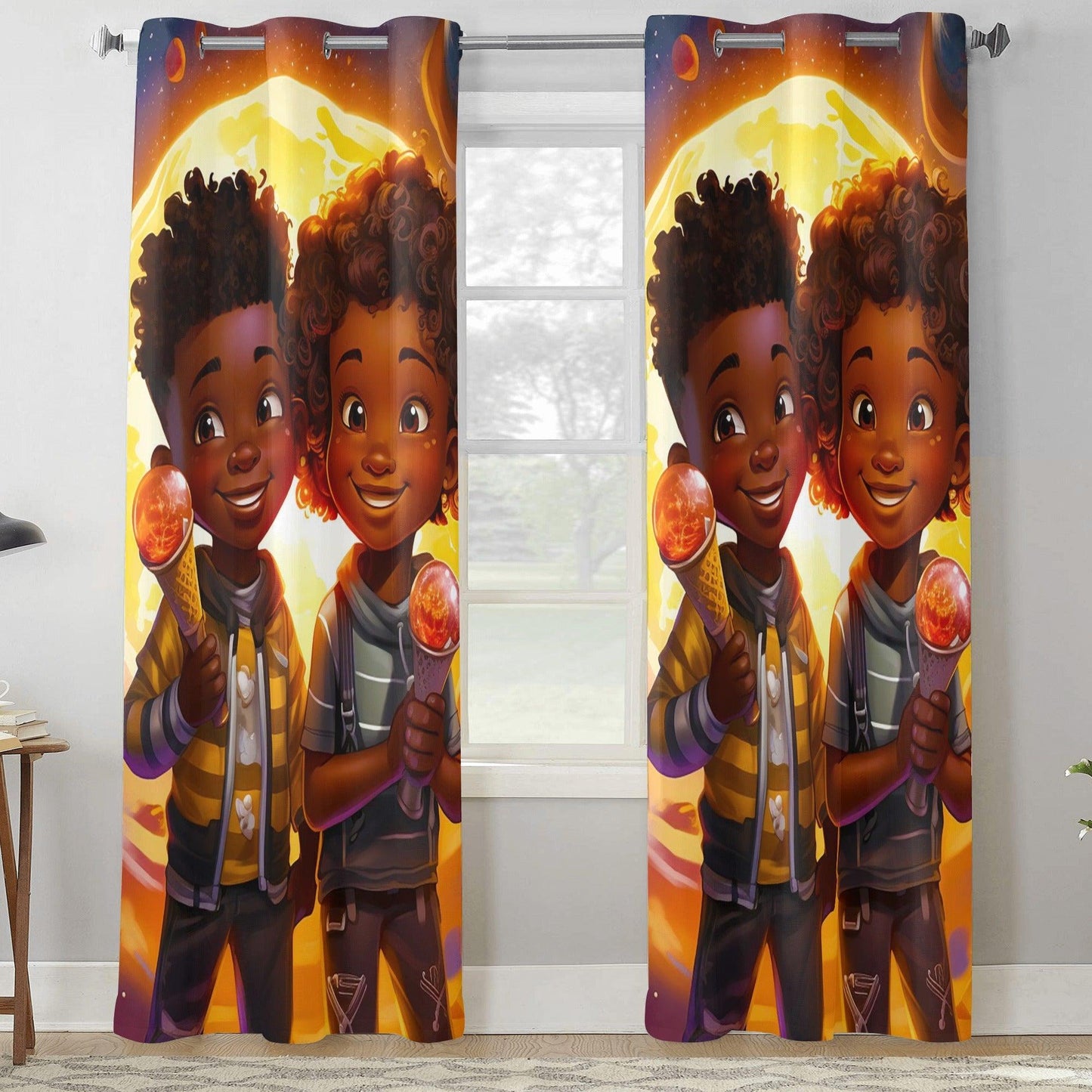 MelanatedMe Popcorn Dream Boys Home Curtain 132X213 CM - D'Sare
