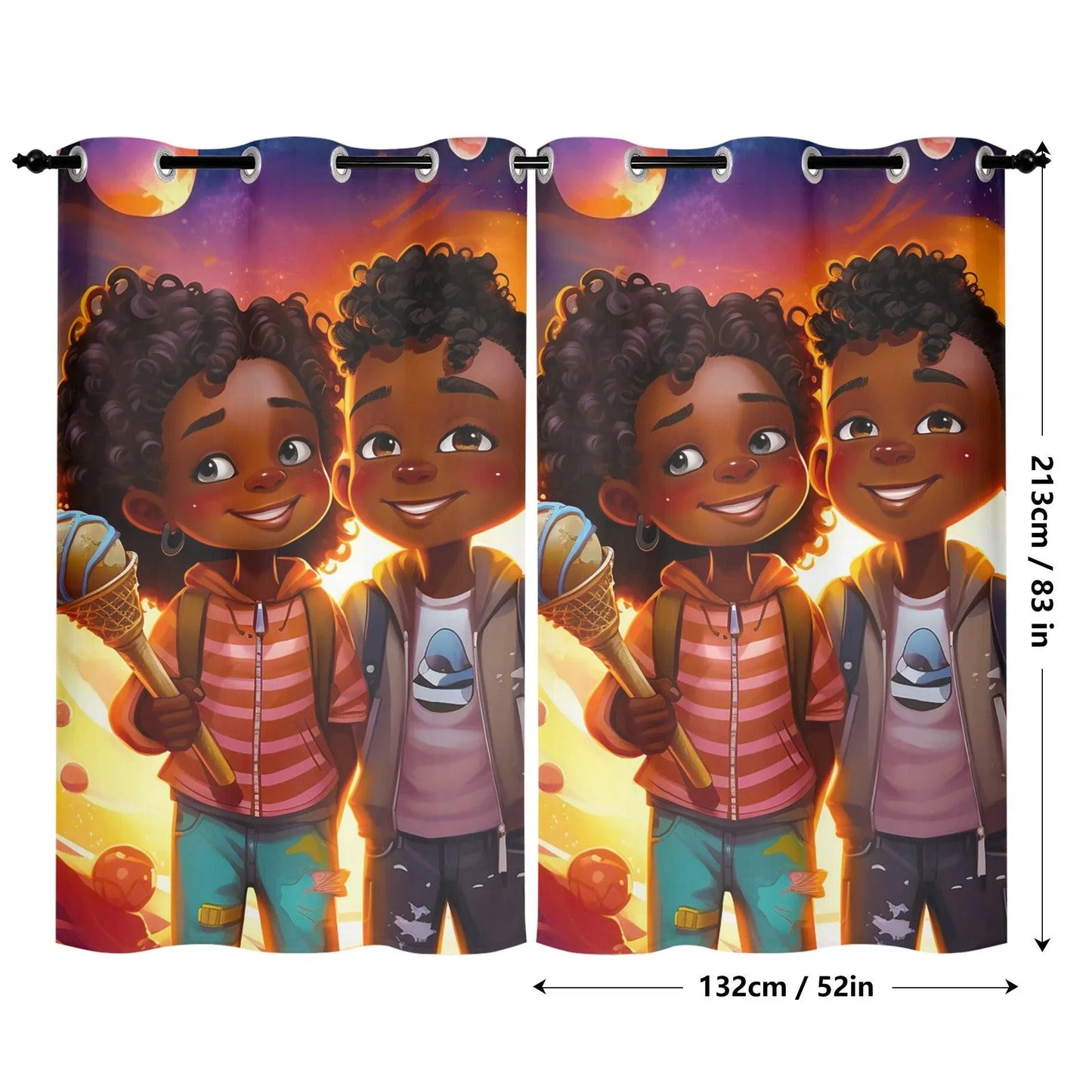 MelanatedMe Boy and Girl Home Curtain 132X213 CM - D'Sare