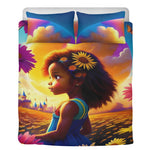MelanatedME Enchanted Meadow: Little Black Girl Princess 3-Piece Bed Set 3 Pcs Beddings