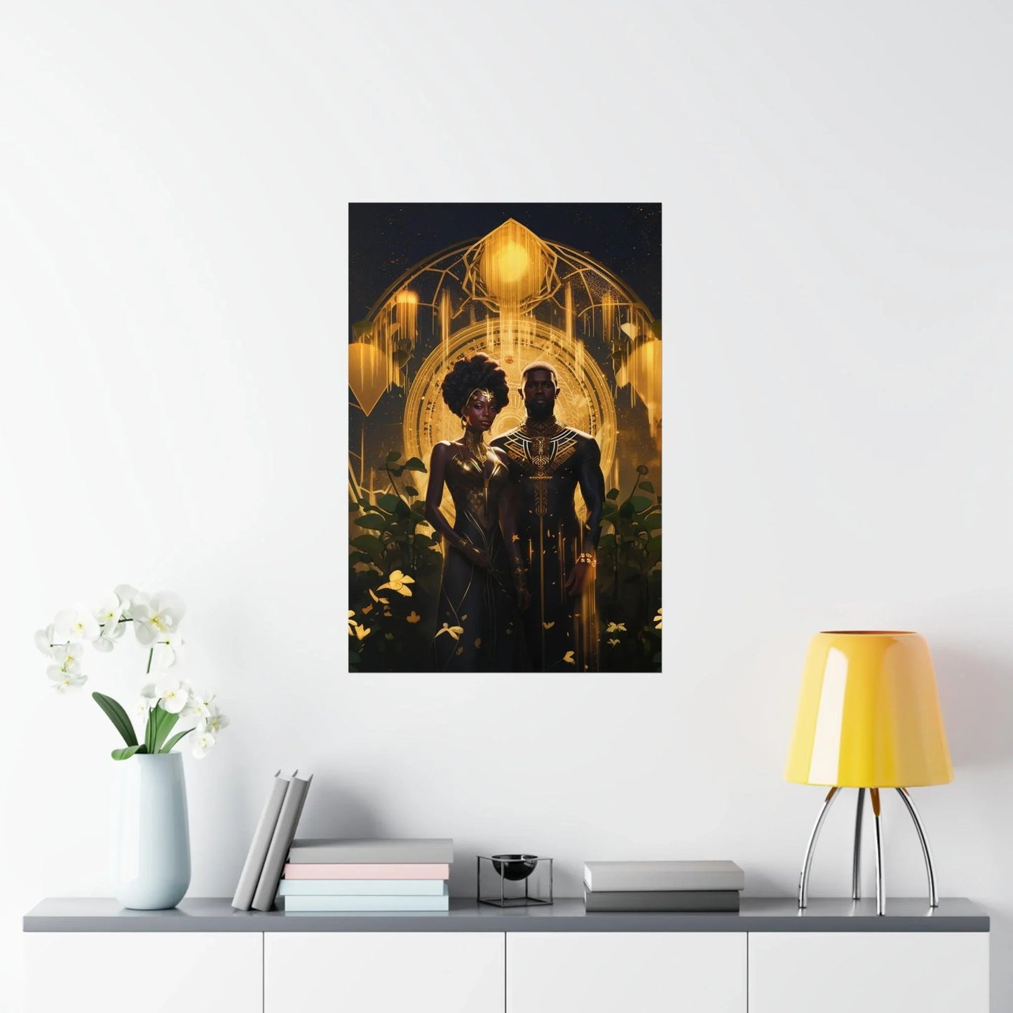 Eternal Love: Golden Black Couple Canvas Masterpiece Matte Vertical Posters - D'Sare
