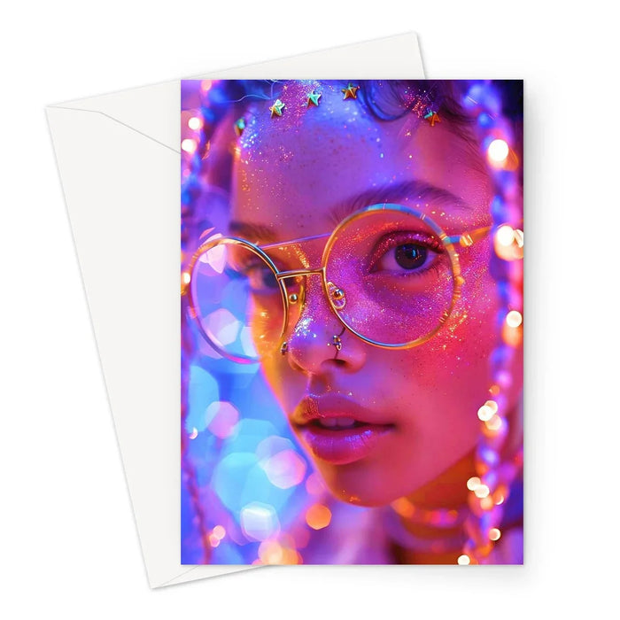 Woman Cosmic Radiance Dreamy Stardust Greeting Card