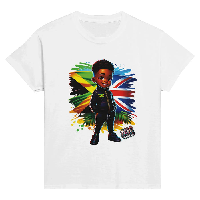 Jamaican Flag & Great Britain Flag Cultural Day Harmony: Classic Kids Crewneck T-shirt