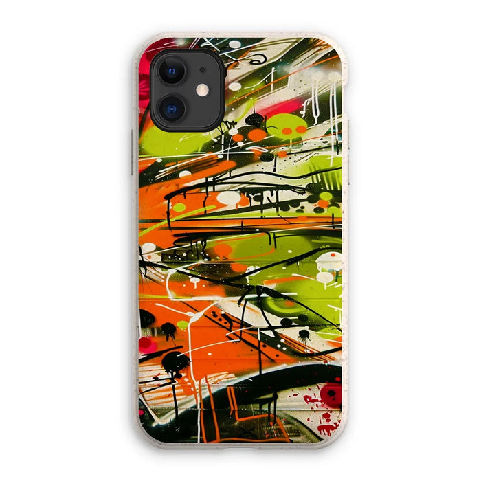Neon Splatter Symphony: Urban Graffiti Art Eco Phone Case