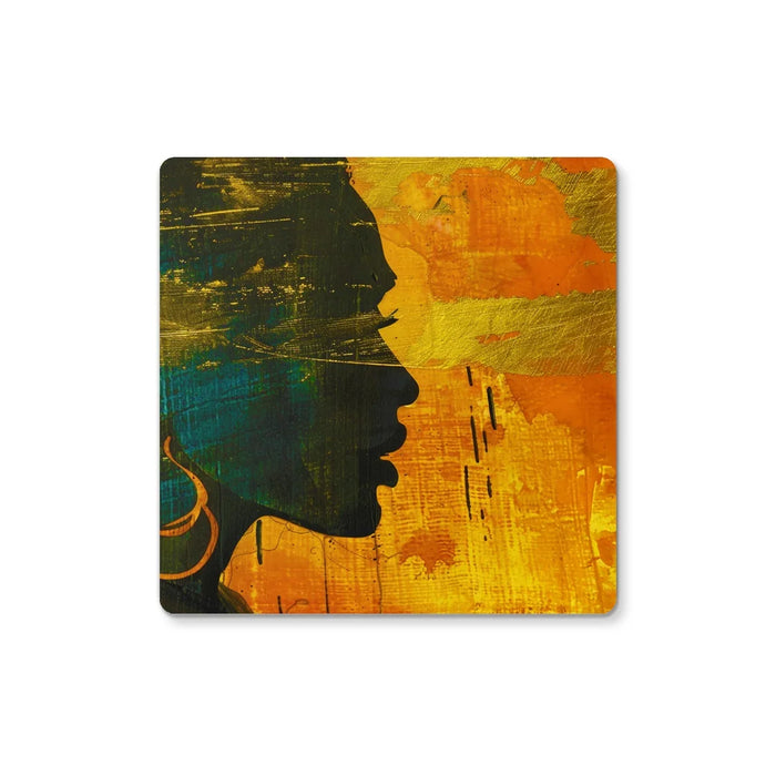 Golden Afrocentric Silhouette Coaster