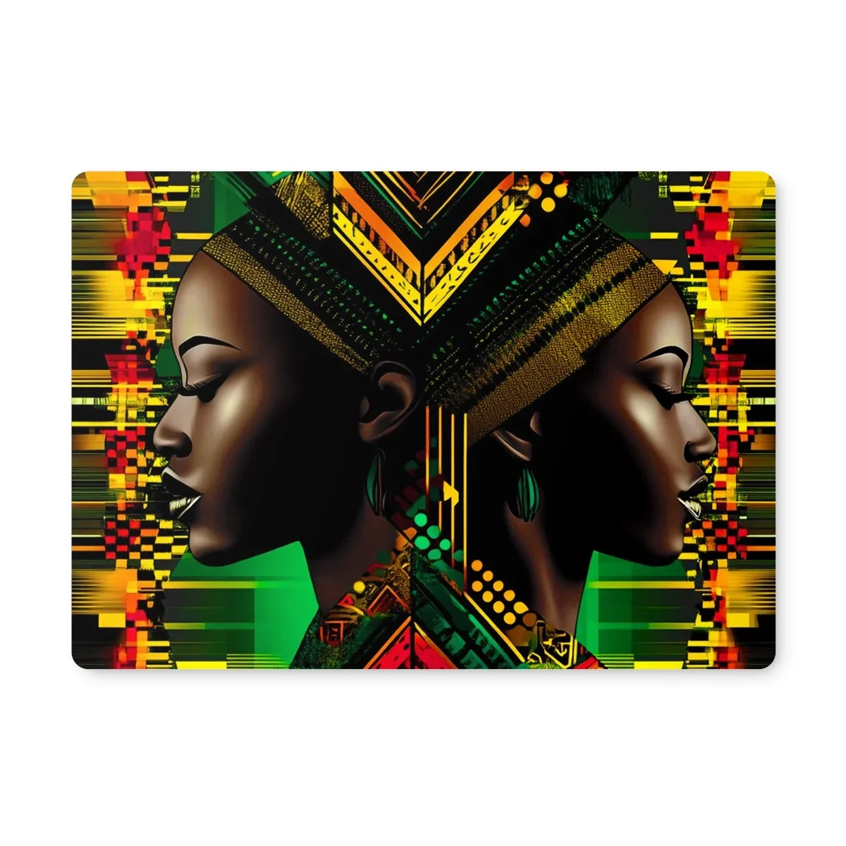 African Print Red Green Yellow Twin Energy Placemat - D'Sare