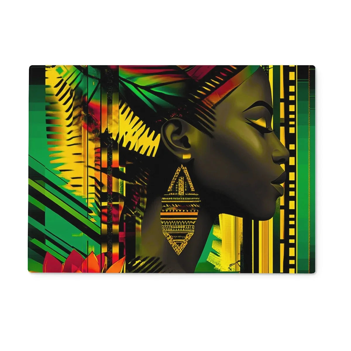 African Print Empress Glass Chopping Board - D'Sare