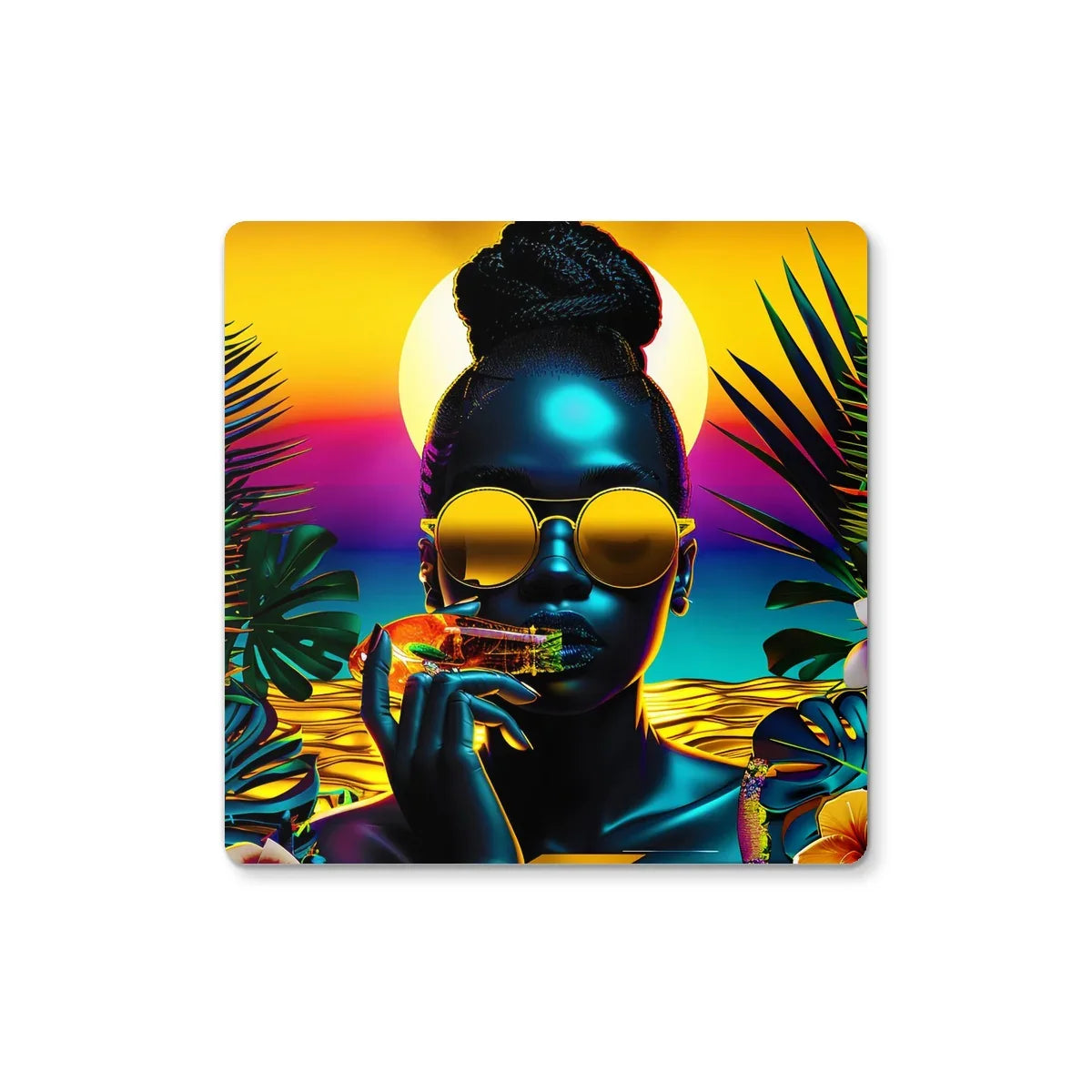 Tropical Sunset Dreams : Neon Vibes Coaster - D'Sare