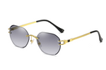 Frameless gold metal ladies sunglasses rimless gradient lens blue fashion sun glasses for men uv400 summer