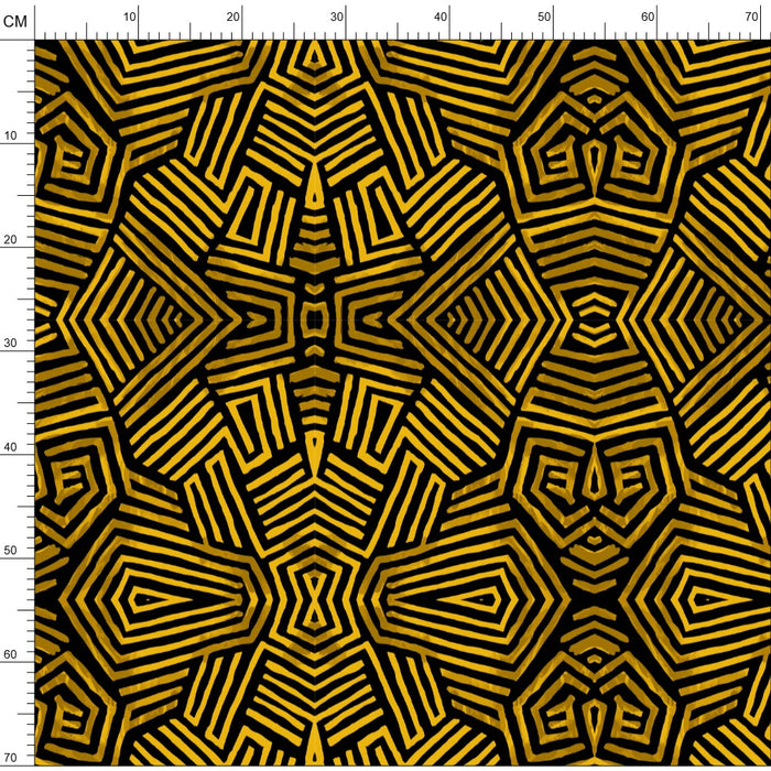 Obsidian Gold and Black Geometric Luxe Pattern Fabric