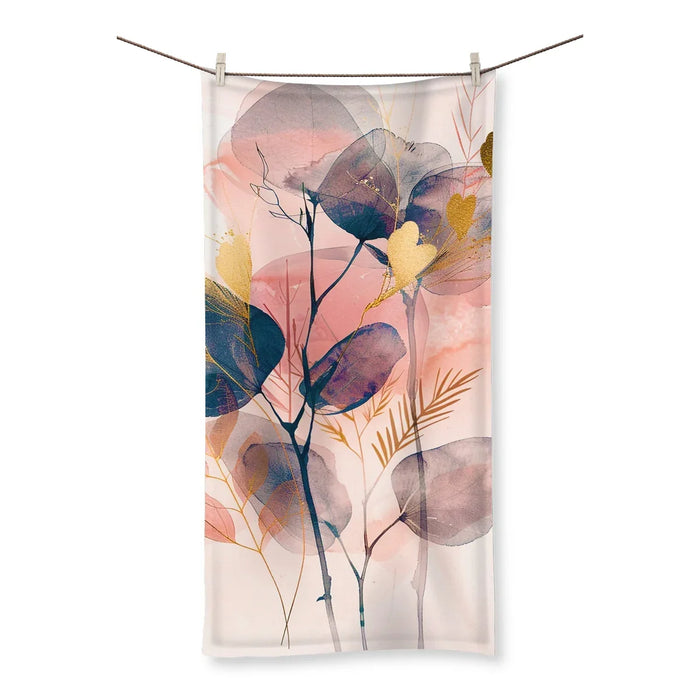 Peachy Blue Golden Flora Escape Towel