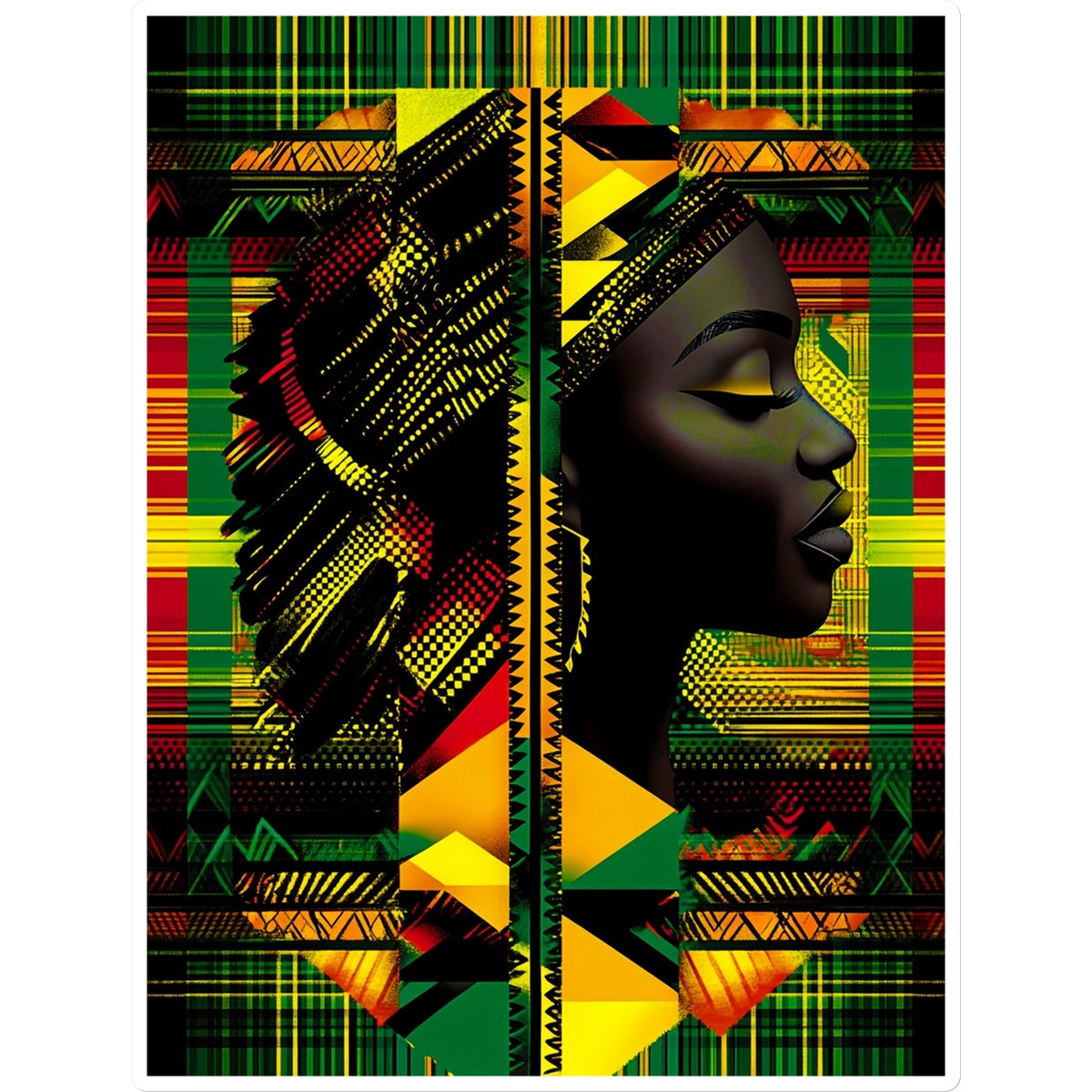 Abstract Red and Green Black Queen Fusion Sticker