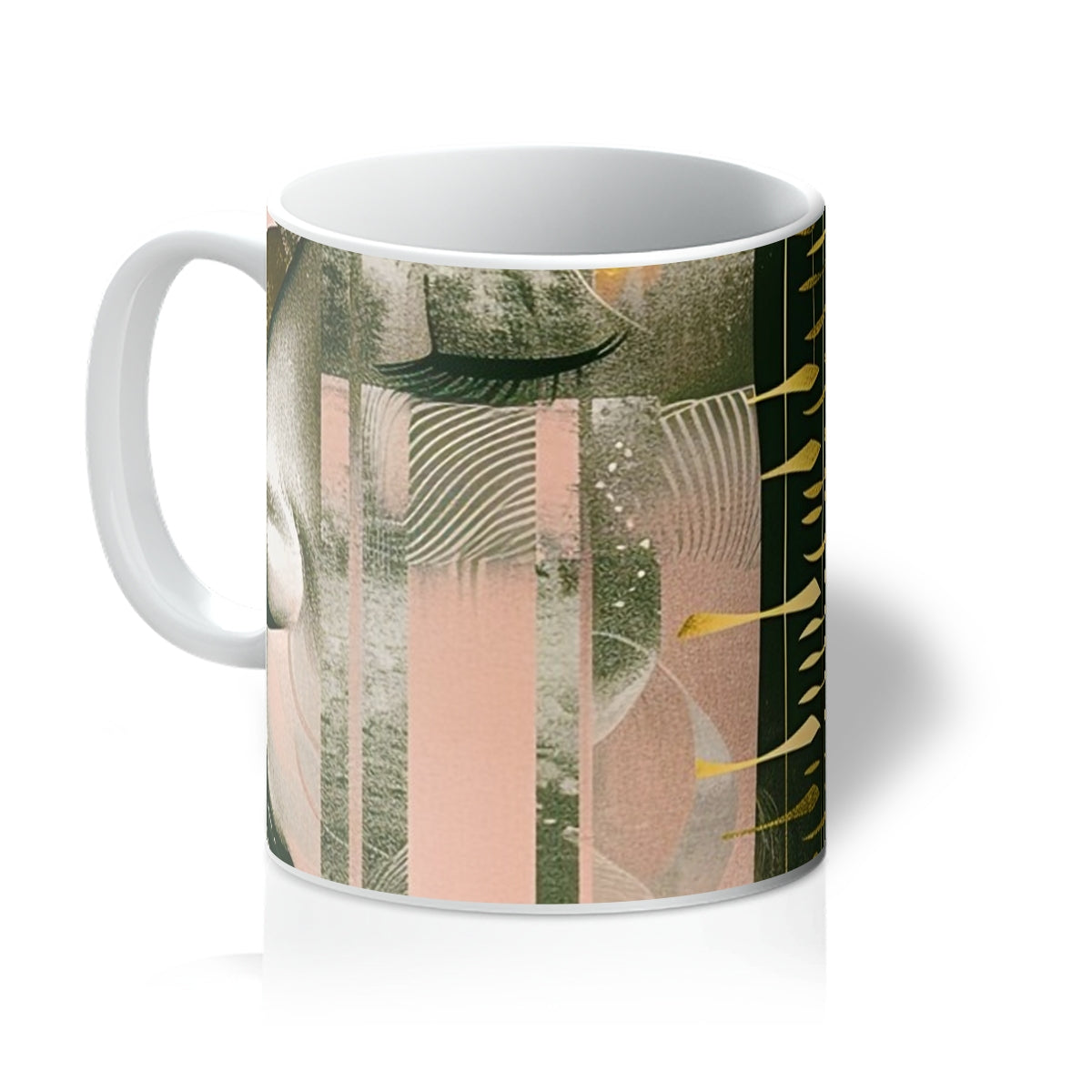 Echoes of Life: Afrocentric Meditation Peach and Gold Abstract Art Eclectic Mug