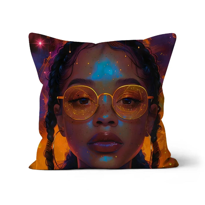 Solar Flare Radiant Soul Beautiful Black Girl Cushion