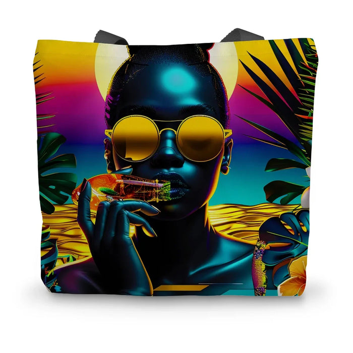 Tropical Sunset Dreams : Neon Vibes Canvas Tote Bag