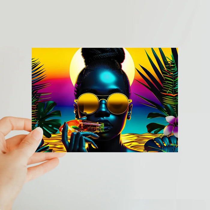 Tropical Sunset Dreams : Neon Vibes Classic Postcard