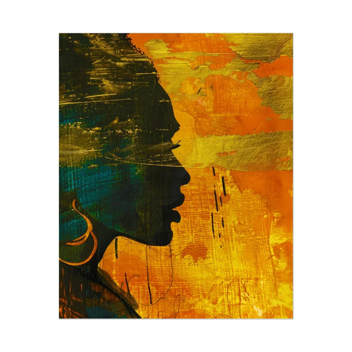 Golden Afrocentric Silhouette Temporary Tattoo