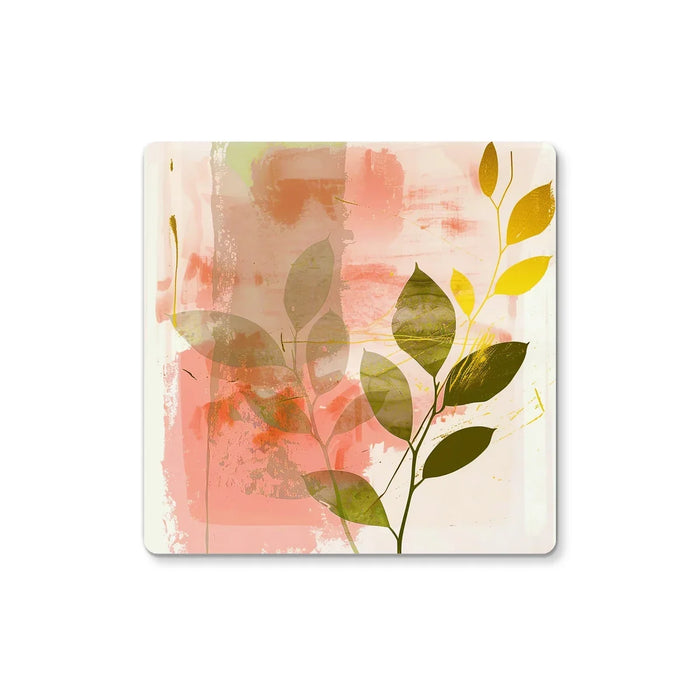 Peach Golden Leafy Escape 06 Coaster
