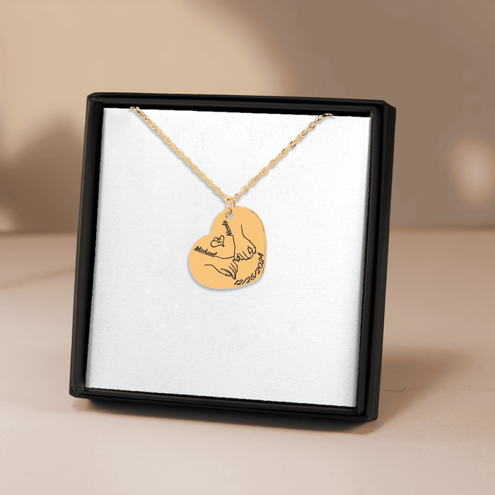 Personalized First Christmas Together Engraved Heart Necklace for Couples