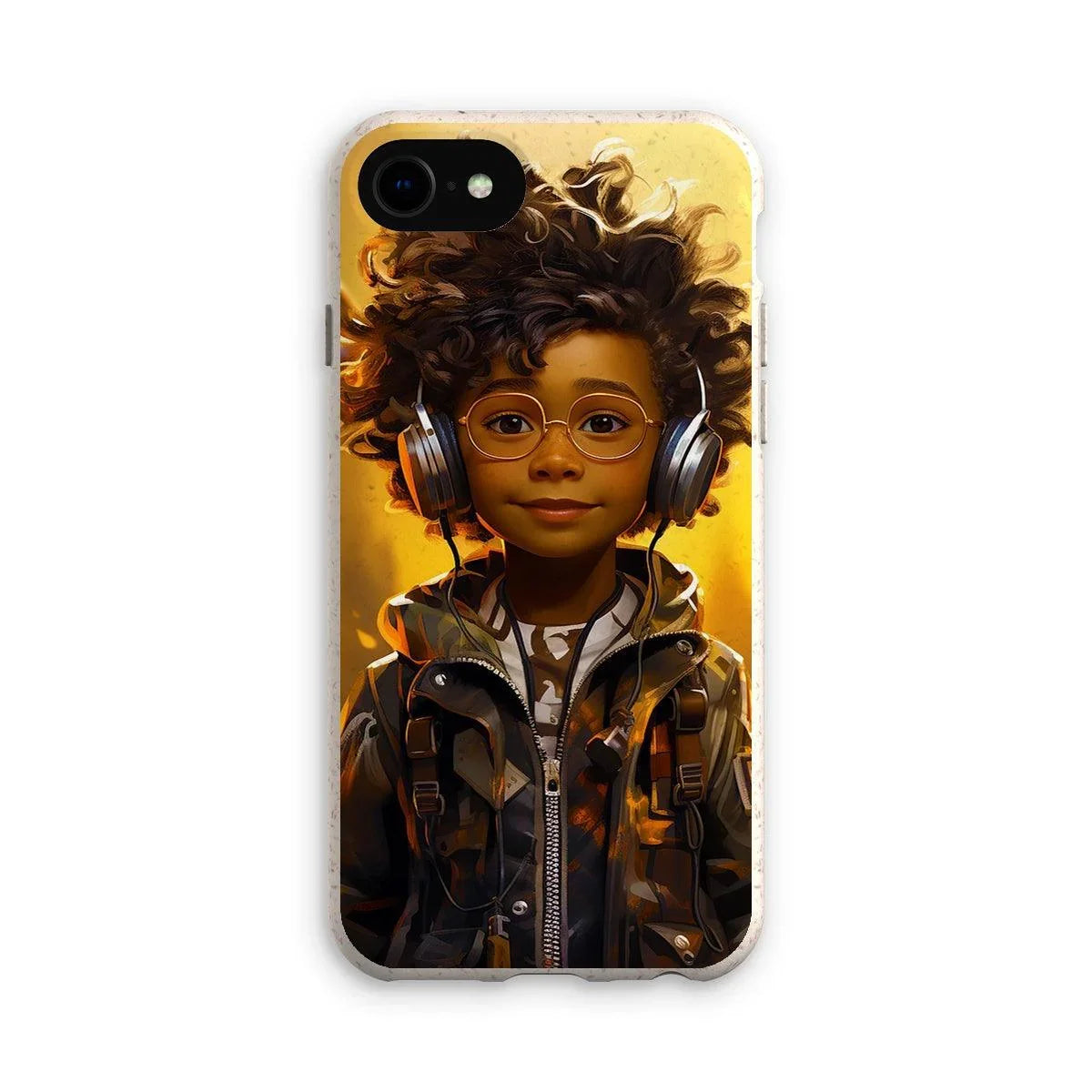 Little Boy Dino Dream Earphone: MelanatedMe Adventures by D'Sare Eco Phone Case - D'Sare