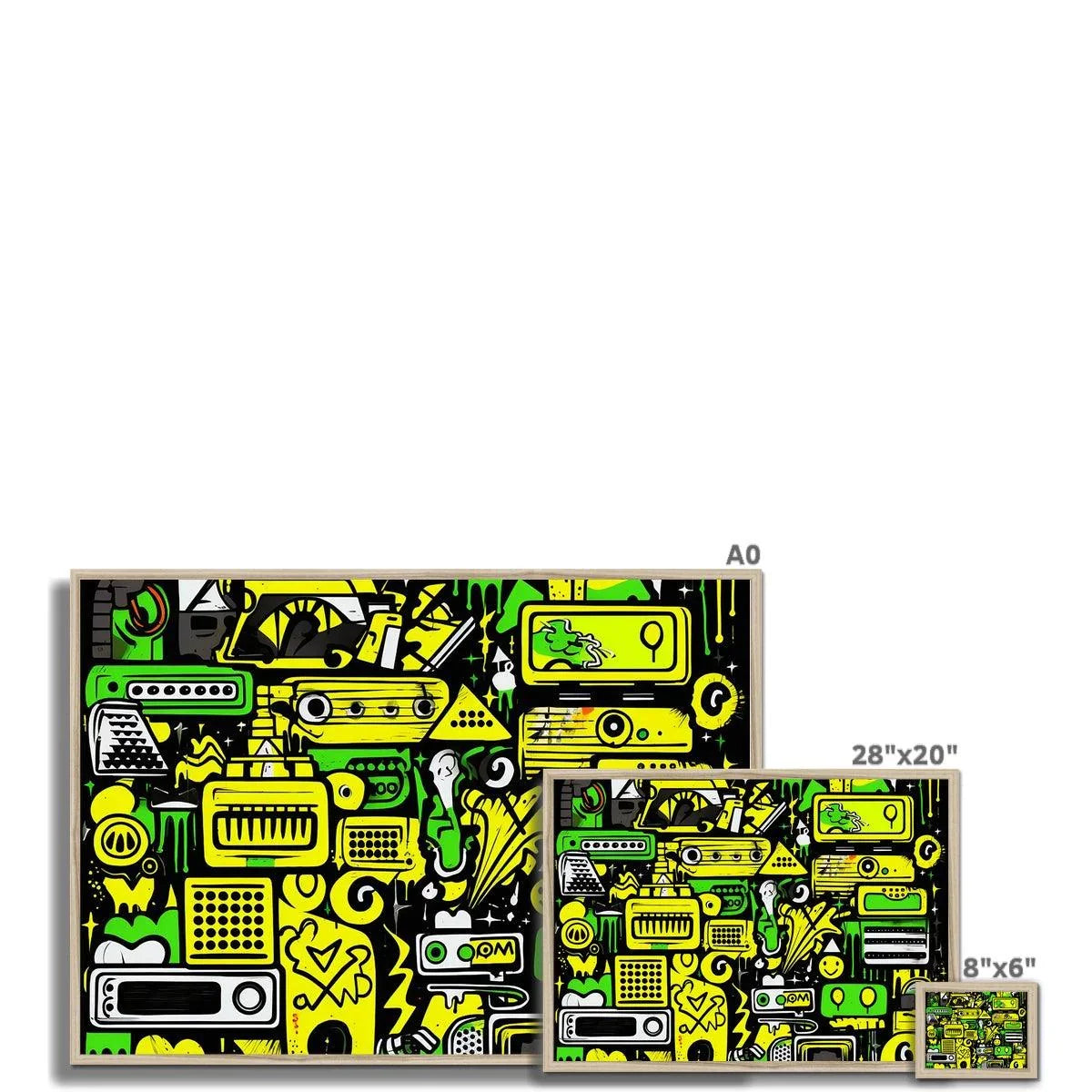 Graffiti Green and Yellow Abstract: A Dive into Vibrant Urban Art Framed Print - D'Sare