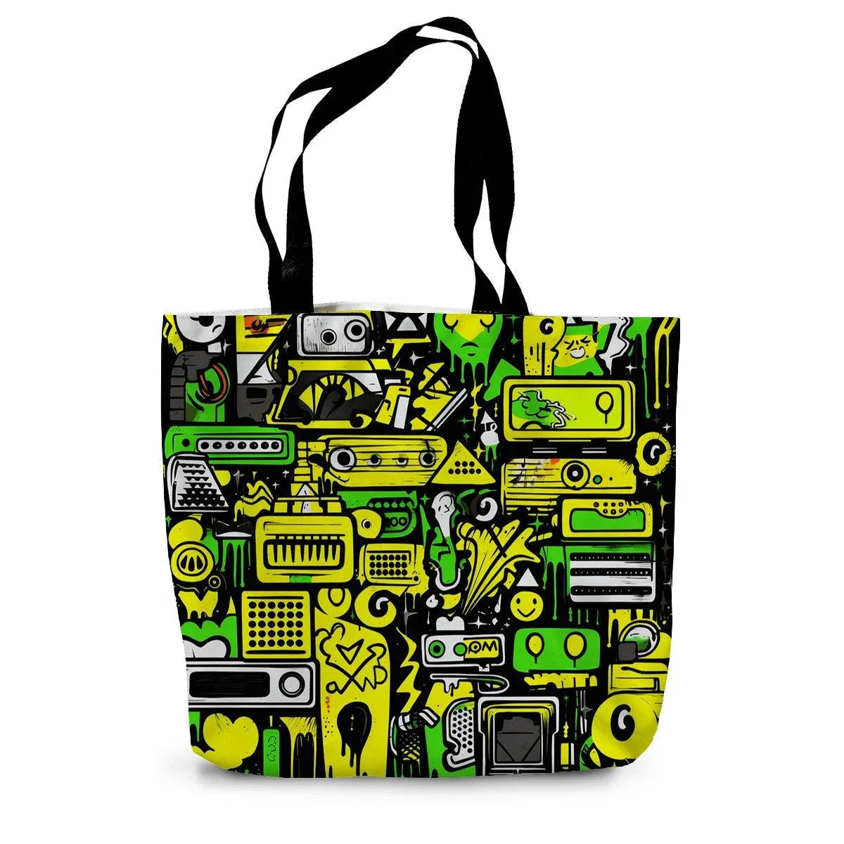 Graffiti Green and Yellow Abstract: A Dive into Vibrant Urban Art Canvas Tote Bag - D'Sare