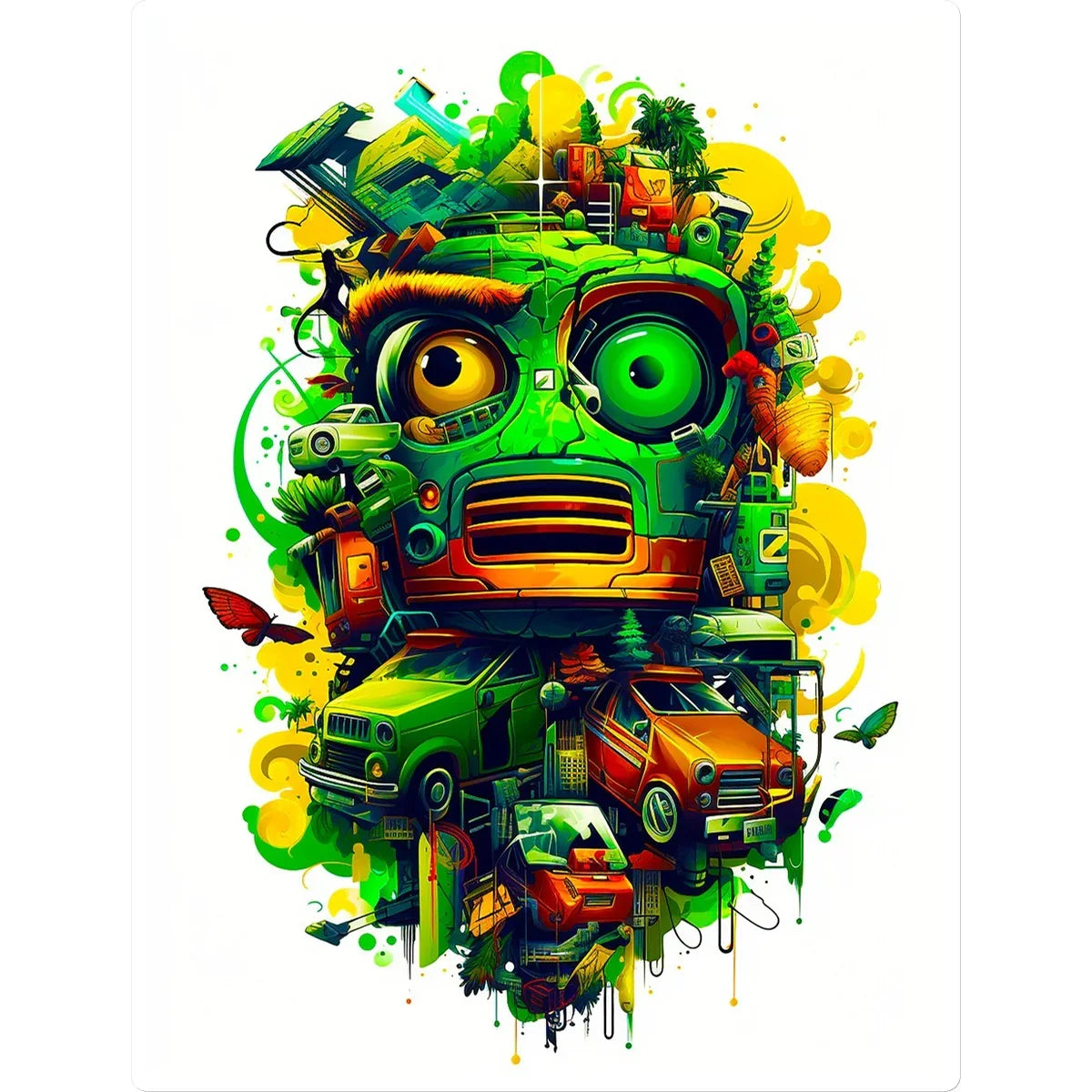 Graffiti Odyssey Surreal Urban Jungle Car Junk Yard Sticker - D'Sare