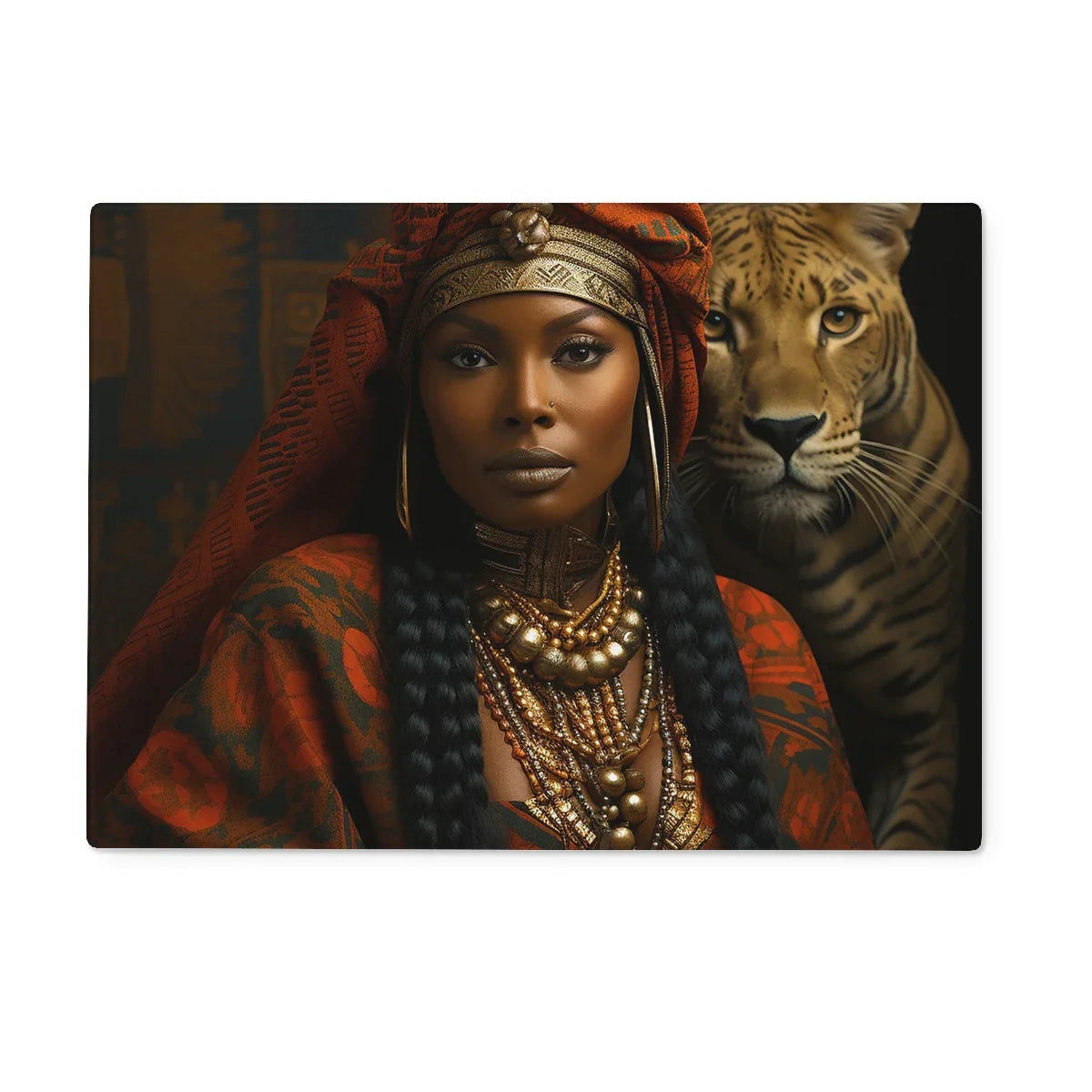 Empress Ebony Leopard Luxe MelanatedME Glass Chopping Board - D'Sare