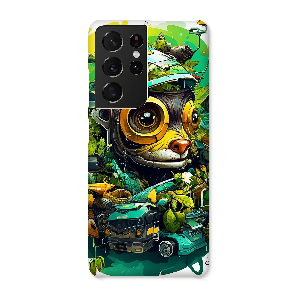 Nature's Resilience: Surreal Auto-Forest Artwork - Whimsical Raccoon and Greenery Infused Car Snap Phone Case - D'Sare