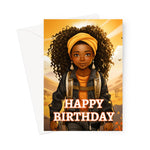 MelanatedME Children's Ethnic Card: African American Black Girl Birthday Bliss Greeting Card by D'Sare - D'Sare 