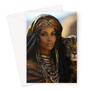 Blue Empress and The Majestic Leopard Greeting Card