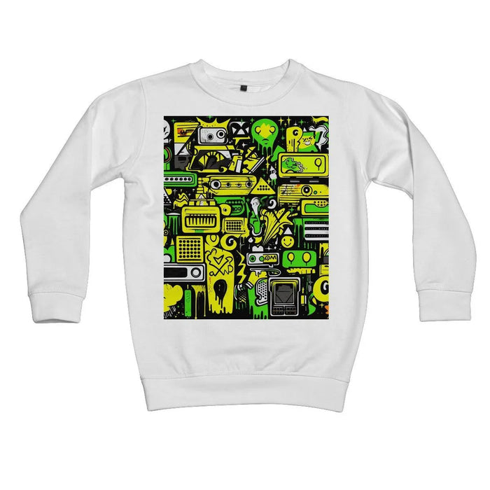Graffiti Green and Yellow Abstract: A Dive into Vibrant Urban Art Kids Sweatshirt