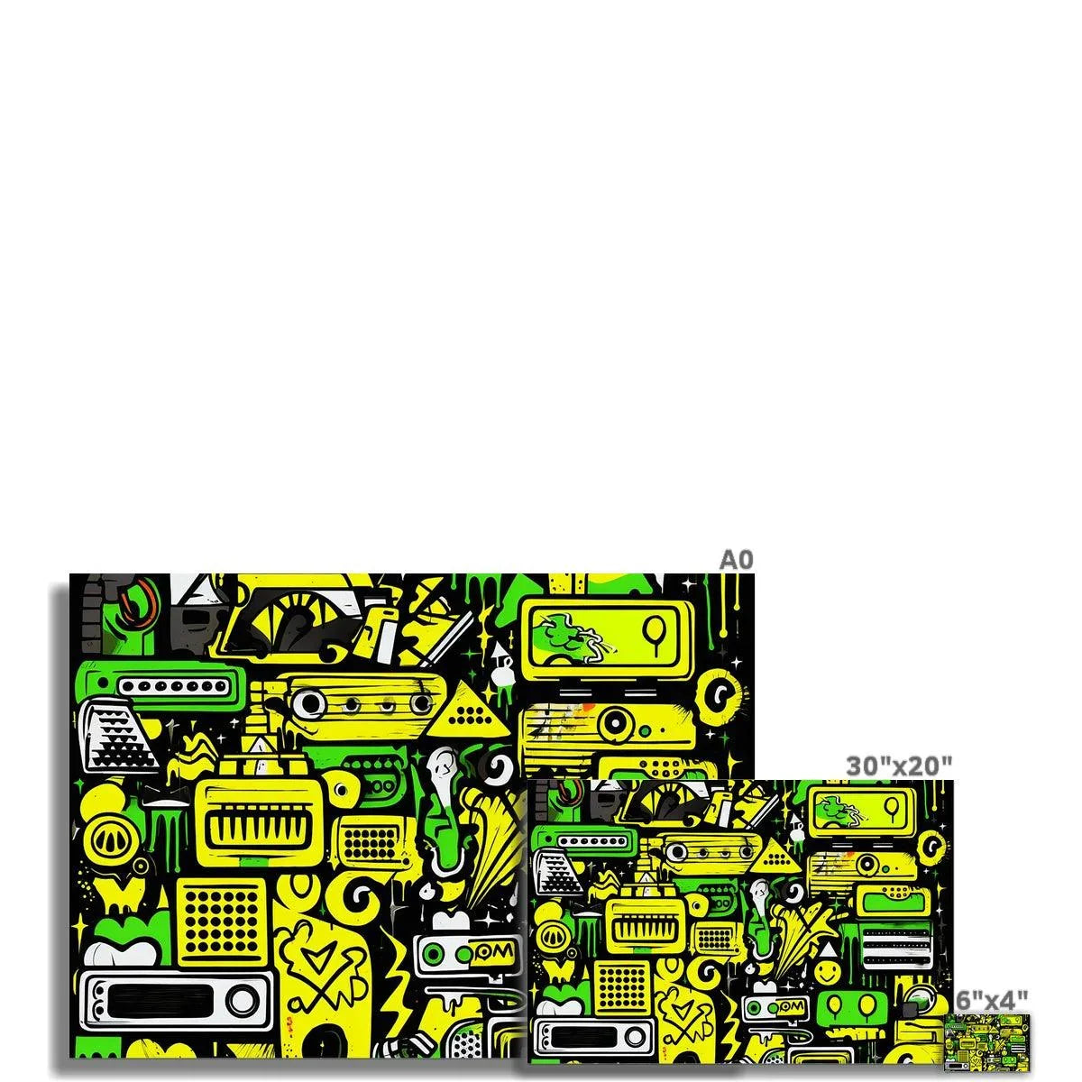 Graffiti Green and Yellow Abstract: A Dive into Vibrant Urban Art Rolled Eco Canvas - D'Sare