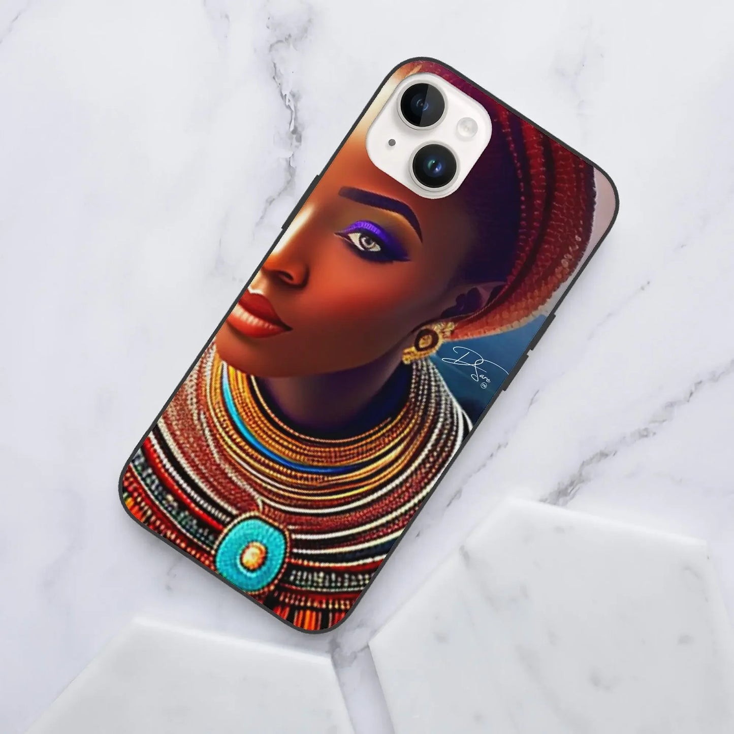 African Woman HC_K5 Apple 14 PC Case (2 cameras) - D'Sare