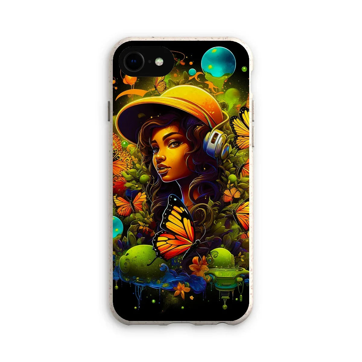 Urban Girl Neon Butterfly Headphone Pop Eco Phone Case - D'Sare