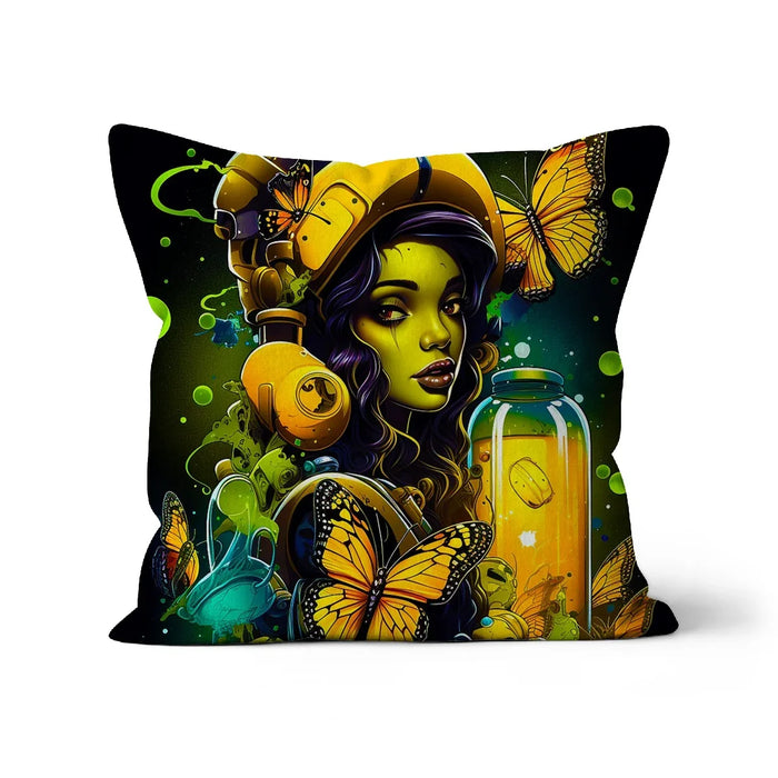 Bioluminescent Dreams | Monarch Butterfly Alchemist | Vibrant Fantasy Cushion