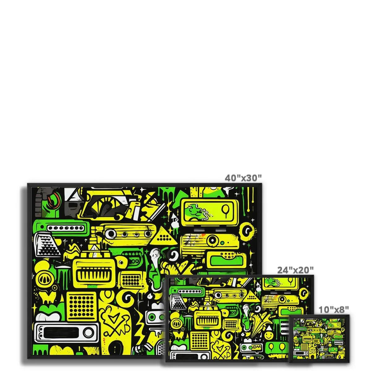 Graffiti Green and Yellow Abstract: A Dive into Vibrant Urban Art Framed Canvas - D'Sare