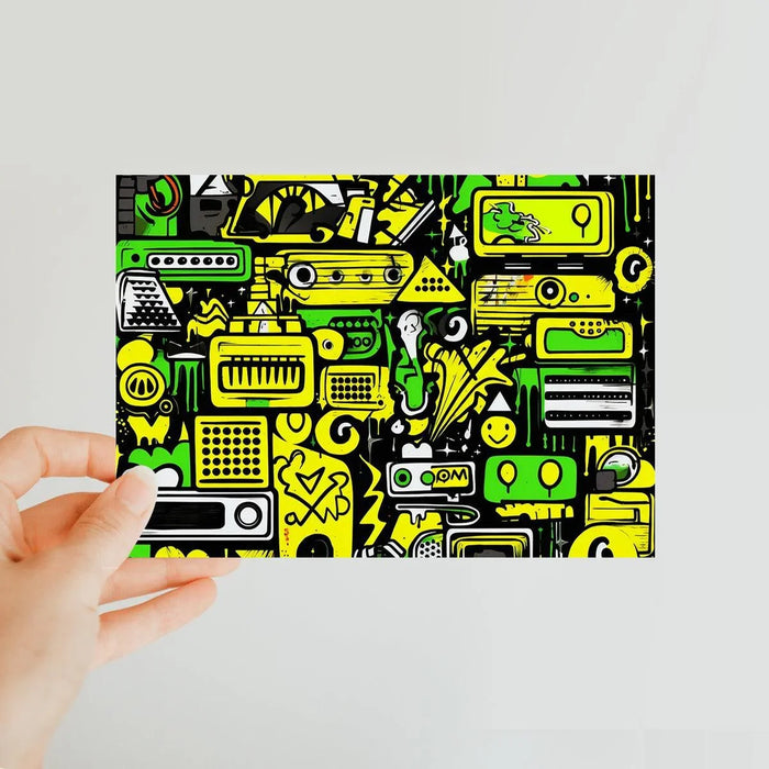 Graffiti Green and Yellow Abstract: A Dive into Vibrant Urban Art Classic Postcard