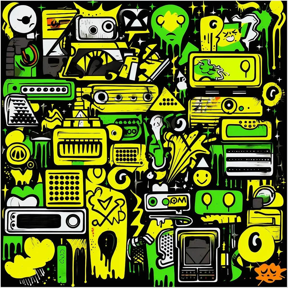 Graffiti Green and Yellow Abstract: A Dive into Vibrant Urban Art Temporary Tattoo - D'Sare