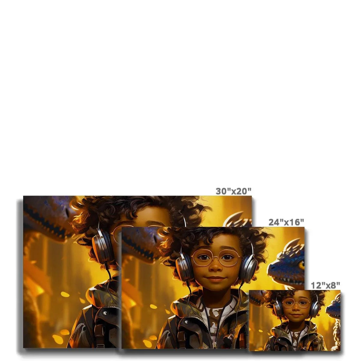 Little Boy Dino Dream Earphone: MelanatedMe Adventures by D'Sare Eco Canvas - D'Sare