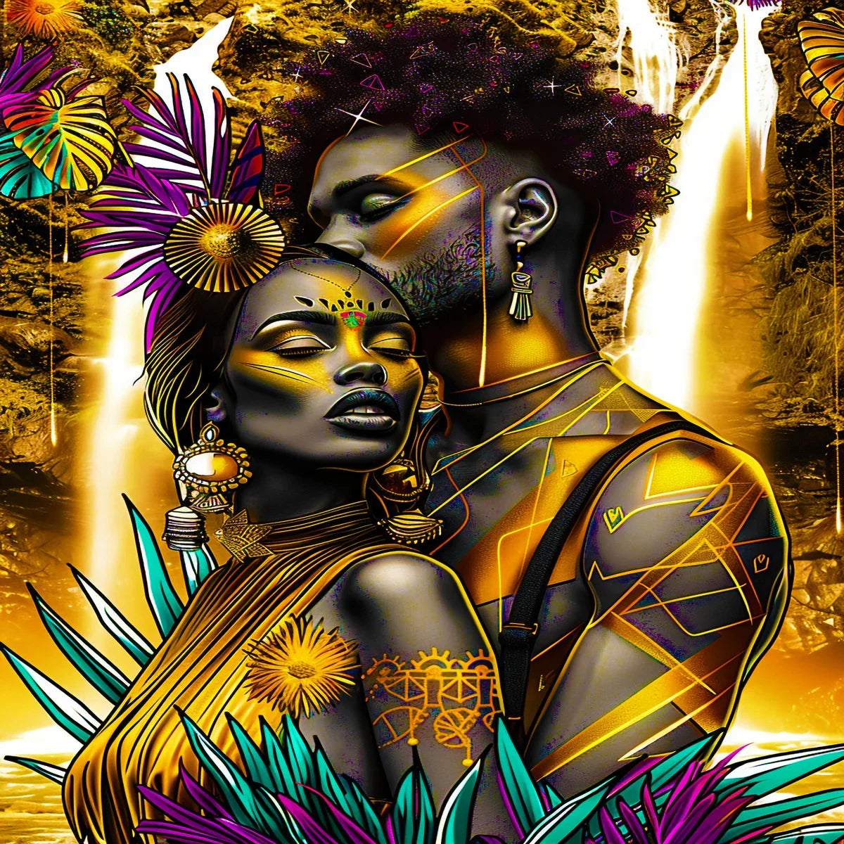 Golden Embrace Majestic Love Waterfall