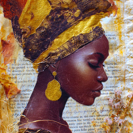 Collection image for: Elegant African Woman Portrait with Gold Headwrap
