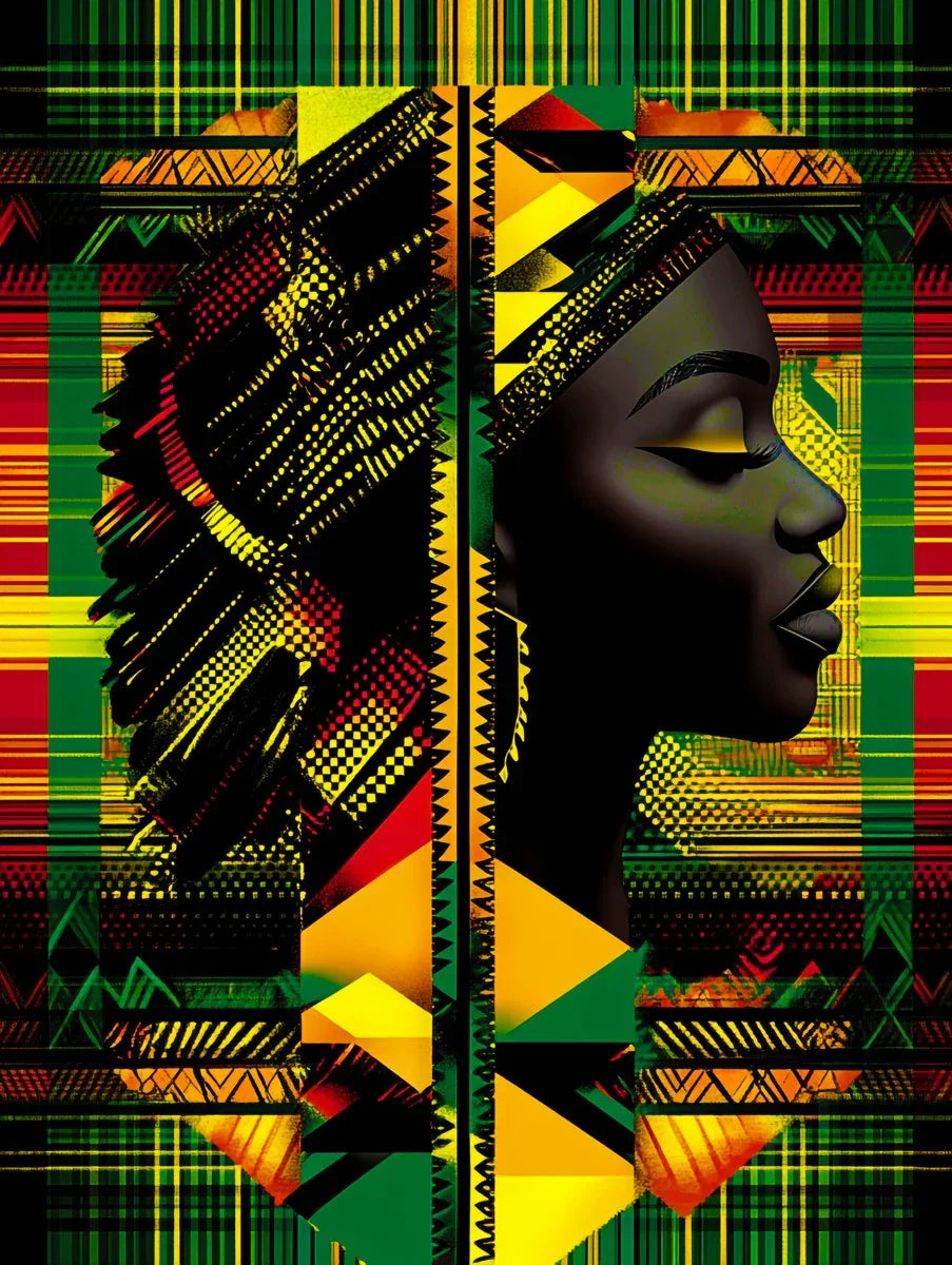 Abstract Red and Green Black Queen Fusion