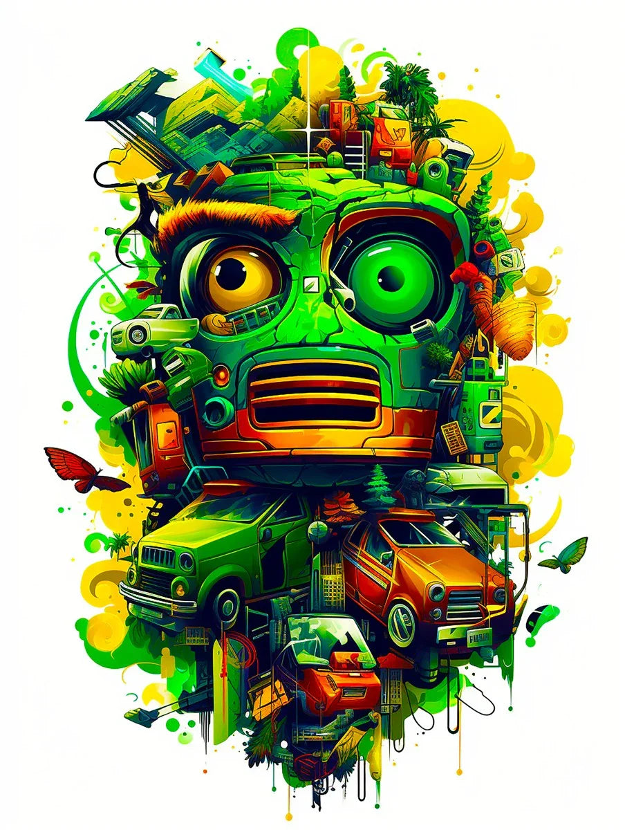 Graffiti Odyssey Surreal Urban Jungle Car Junk Yard