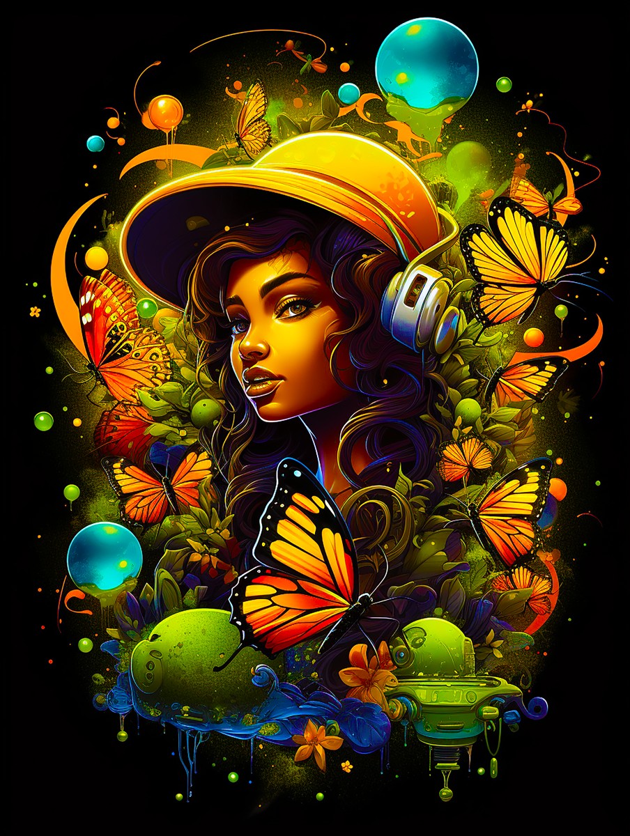 Urban Girl Neon Butterfly Headphone Pop