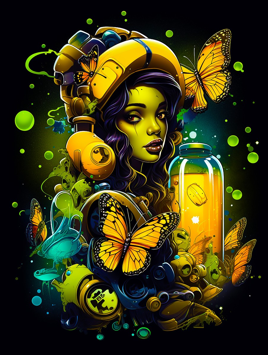 Bioluminescent Dreams | Monarch Butterfly Alchemist | Vibrant Fantasy