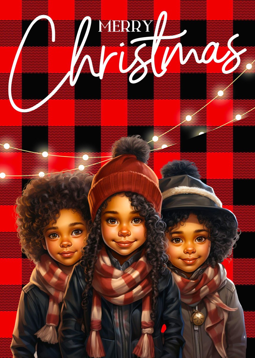 Red and Black Plaid Black Girl Ethnic