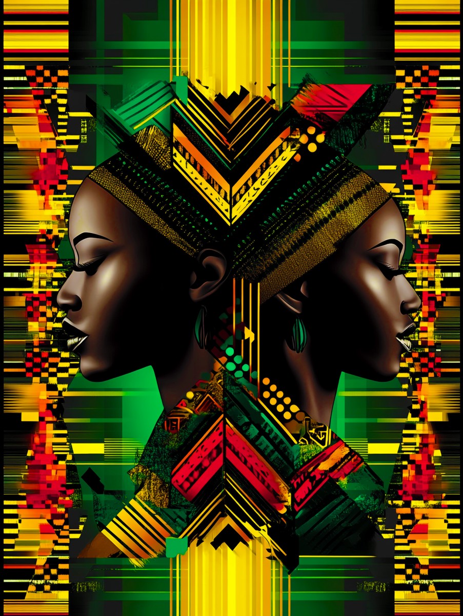 African Print Red Green Yellow Twin Energy