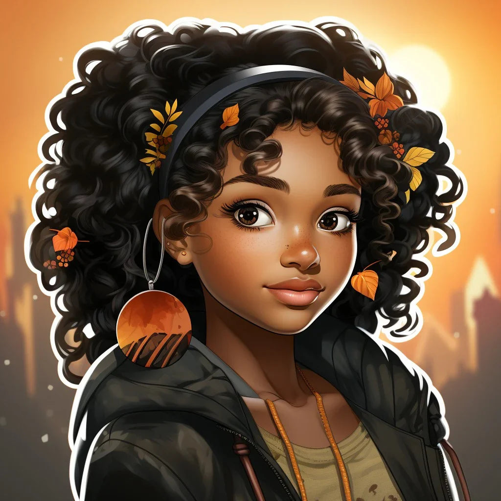 MelanatedMe Burnt Orange Curly Hair Girl